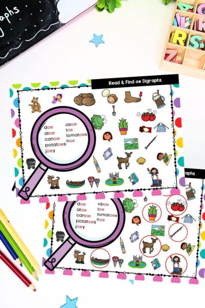 oe Vowel Digraph Activities I Spy Read & Find