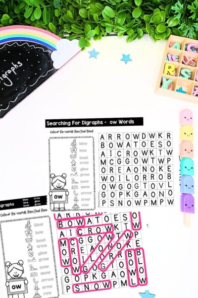 ow Vowel Digraph Activities Word Search