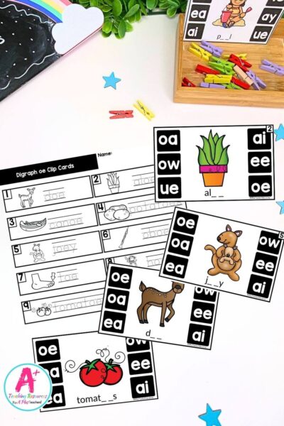 oe Vowel Digraph Activities Clip Cards