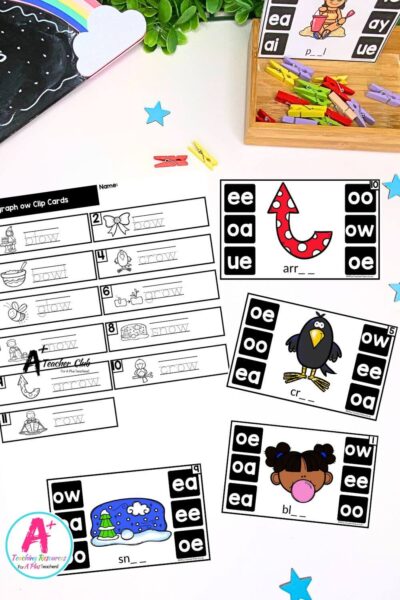 ow Vowel Digraph Activities Clip Cards