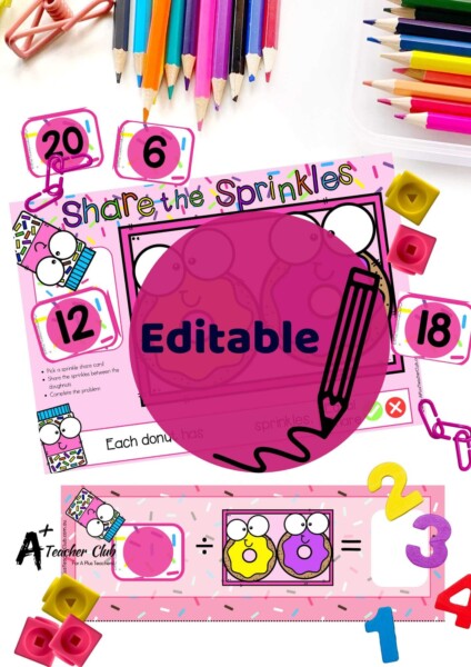 Dounuts Sharing Equally Math Centre Game EDITABLE