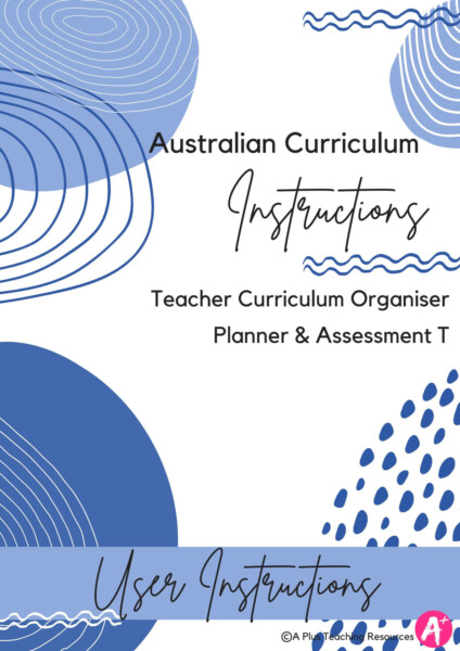 Organiser Curriculum Planning Tool ACV9 - Instructions