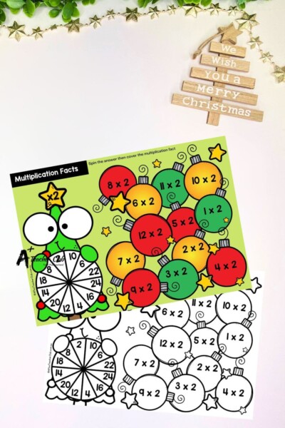 Christmas Tree Multiplication Facts Spinner Games