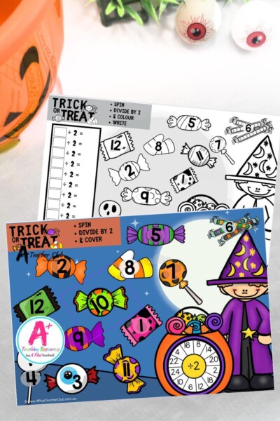 Halloween Trick or Treat Division Facts Spinner Games