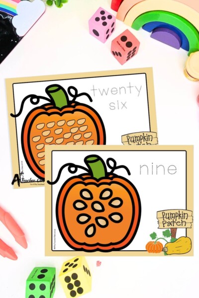 Pumpkin Seed Math Mats words 0-30 (Counting) - Trace Font