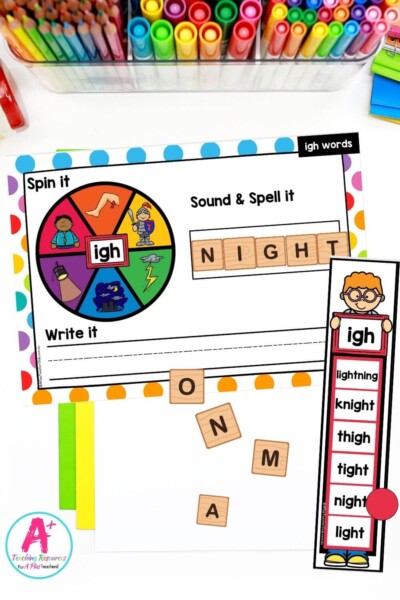 igh Vowel Digraph Activities Spin & Spell