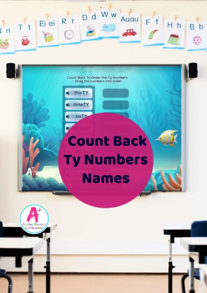 Count Back Ty Numbers Interactive Whiteboard Game