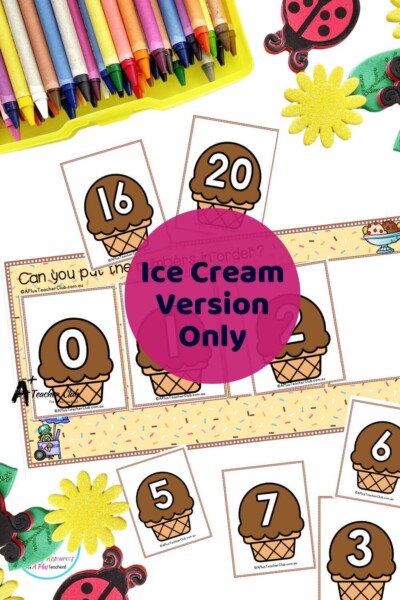 Number Sequence 0-20 Flip it Game Ice Creams ONLY
