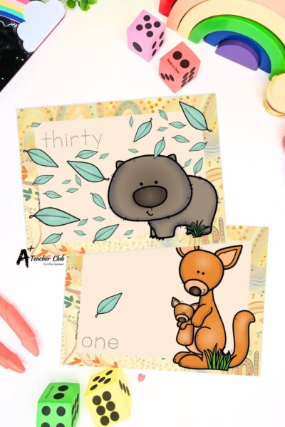 Aussie Animals Math Mats words 0-30 (Counting) - Trace Font