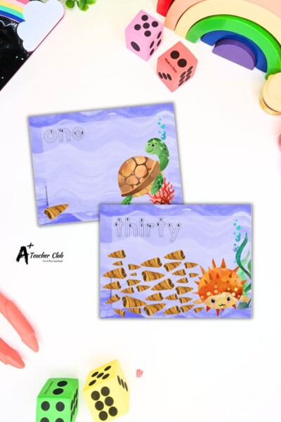 Ocean Animals Math Mats Number Names 0-30 (Counting) - Letter Font