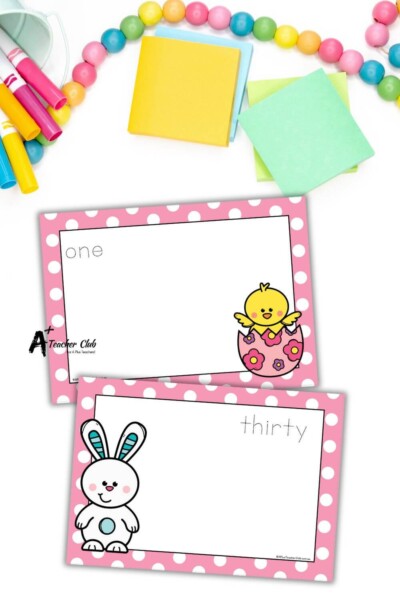 Easter Math Mats words 0-30 (No Counting) - Trace Font