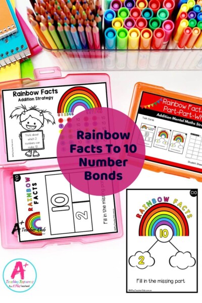 Rainbow Facts Rainbow Part-Part-Whole Number Bonds Task Cards (10)