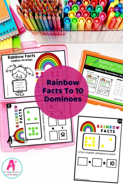 Rainbow Facts Rainbow Part-Part-Whole Dominoes Task Cards (10)