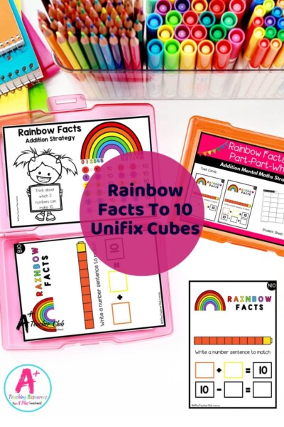 Rainbow Facts Rainbow Part-Part-Whole Unifix Cubes Task Cards (10)
