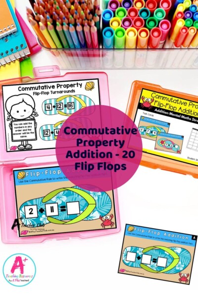 Commutative Property - Addition To 20 Task Card Flip Flops