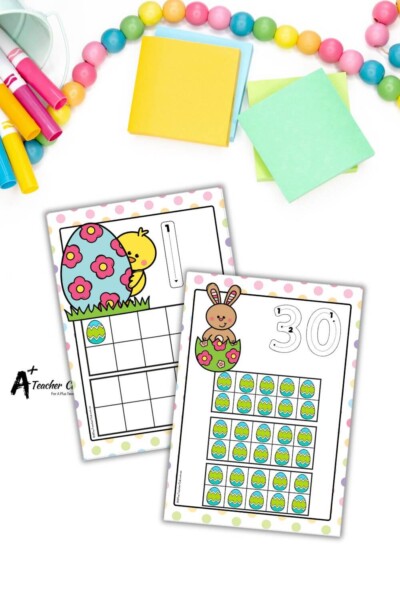 Easter Math Mats Digits 0-30 (filled) ten frames - Letter Font