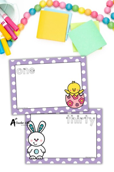 Easter Math Mats words 0-30 (No Counting) - Letter Font