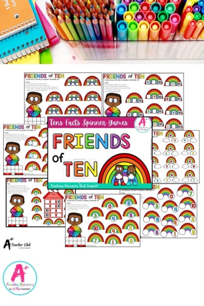 Rainbow Facts Friends of 10 Spinner Games