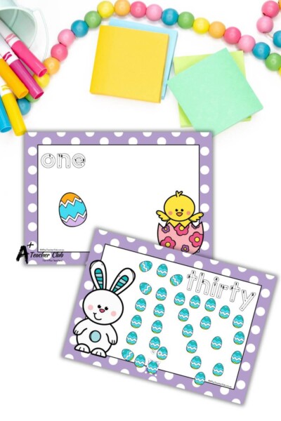 Easter Math Mats words 0-30 (Counting) - Letter Font