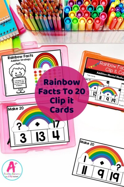 Rainbow Facts To 20 Clip it Task Cards