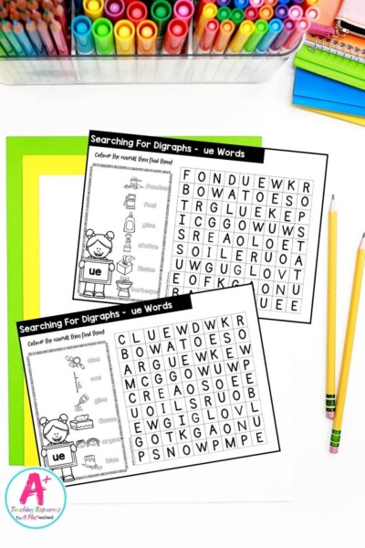 ue Vowel Digraph Activities Word Search