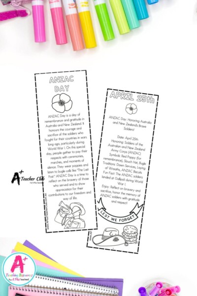 ANZAC Day Colouring Bookmarks
