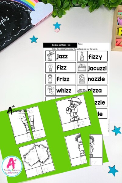 Double Consonant B&W 2 Piece Puzzles - zz