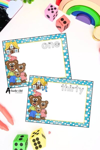 3 Bears Math Mats Number Names 0-30 (No Counting) - Letter Font