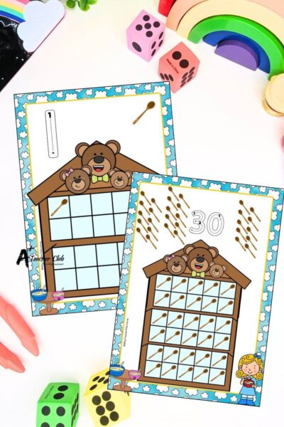 3 Bears Maths Mats Digits 0-30 Ten Frames (Filled) - Letter Font
