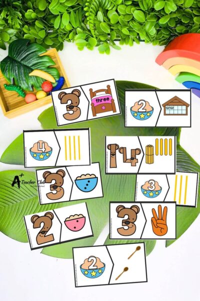 Fairytale Number Recognition - 3 Bears 2 Piece Puzzles 0-20