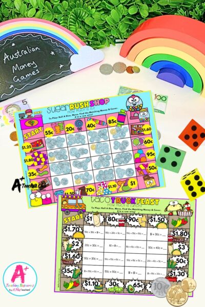 Australian Money Shopping Games - Equivalent Amounts & Adding Coins & Notes