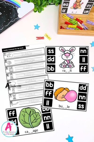 Double Consonant Clip Cards - bb