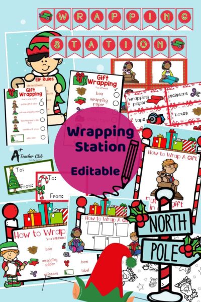 North Pole Dramatic Play Set – Wrapping Station (EDITABLE)