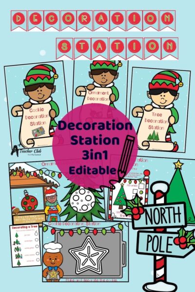 EDITABLE North Pole Dramatic Play Set - 3in1 Decoration Station