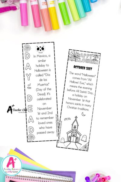 Halloween Colouring Bookmarks