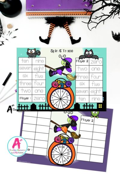 Halloween Number Sense Spinner Games 0-20 - Words