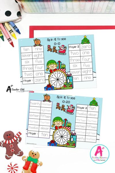 Christmas Number Sense Spinner Games 0-20 - Words