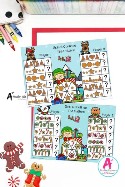 Christmas Patterning Games - Spin & Continue (AB, ABB, ABC)