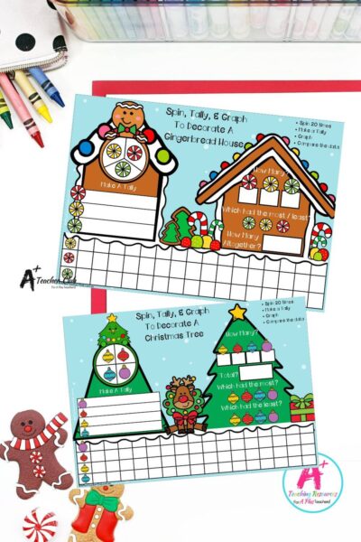 Christmas Graphing - Spin, Graph, Tally, & Compare