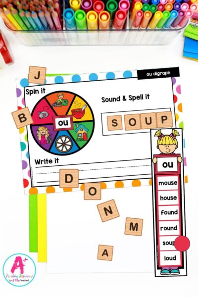 ou Vowel Digraph Activities Spin & Spell