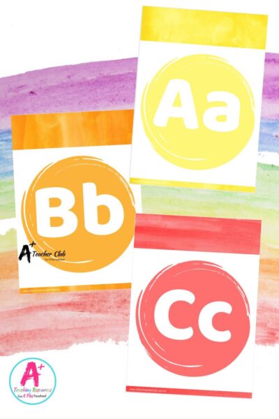 Rainbow Colours Literacy Decor A-Z (flash card style)