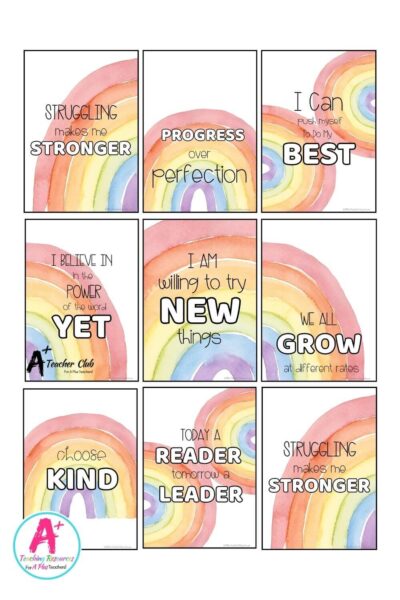 Rainbow Colours Decor Growth Mindset