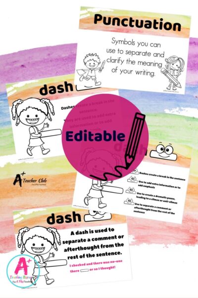 Rainbow Colours Literacy Punctuation KIDS Editable