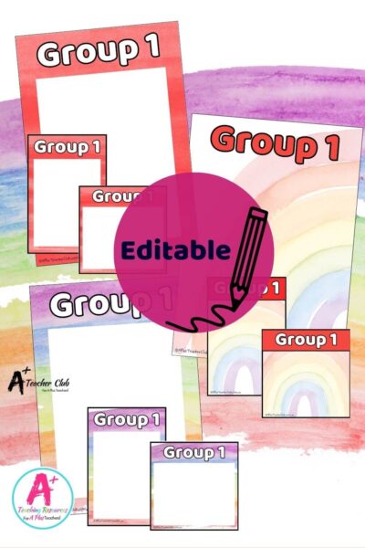 Rainbow Colours Decor Groups and Book Box Labels Editable