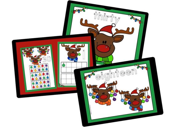 Reindeer Number Playdough Mats