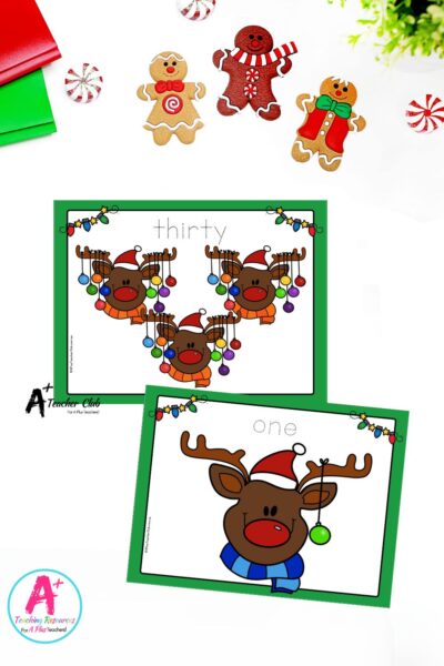 Reindeer Math Mats Number Names 0-30 (Counting) - Trace Font