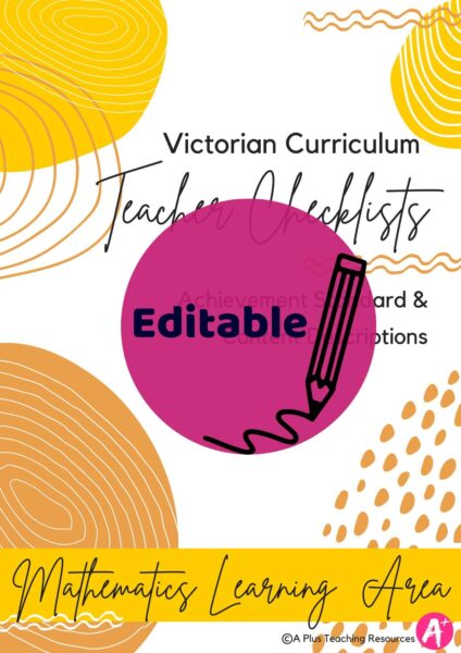 Foundation Teacher Checklist Kit Victorian Curriculun (VC2) – Mathematics (Editable)