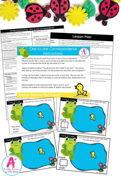 Counting Nursery Rhymes Math Mats - 5 Little Ducks (1-20)