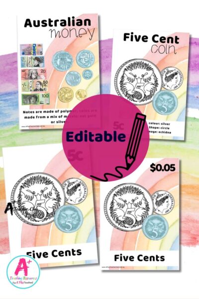 Rainbow Colours Decor Maths Australian Money Editable