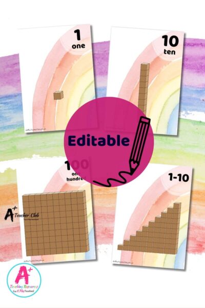 Rainbow Colours Decor Maths Base 10 Materials Editable